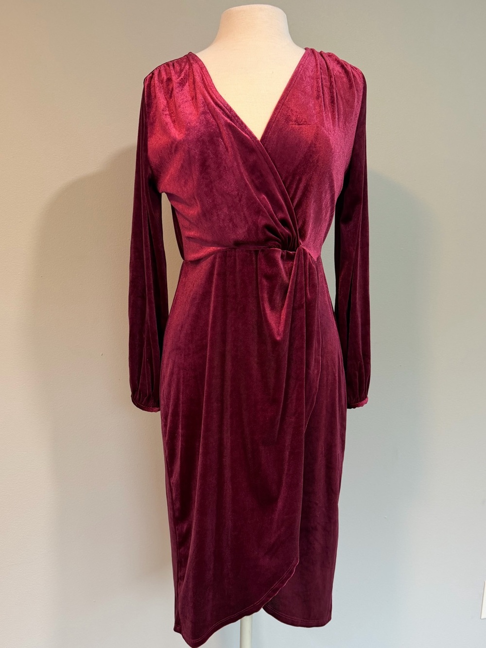 a new day Velvet Midi Dress - Wine